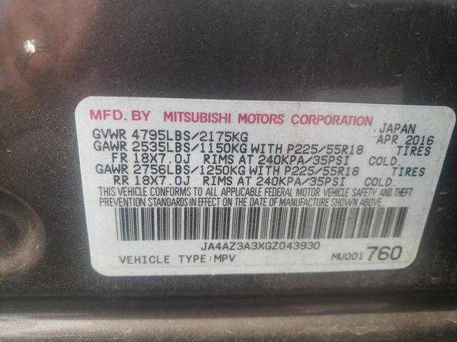 Photo 10 from auction – 2016 MITSUBISHI OUTLANDER with VIN JA4AZ3A3XGZ043930