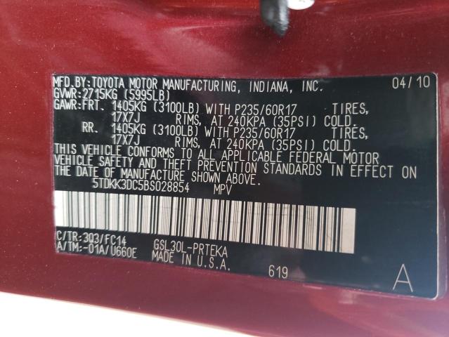 Photo 10 from auction – 2011 TOYOTA SIENNA LE with VIN 5TDKK3DC5BS028854