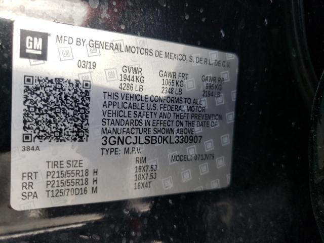 Photo 10 from auction – 2019 CHEVROLET TRAX 1LT with VIN 3GNCJLSB0KL330907