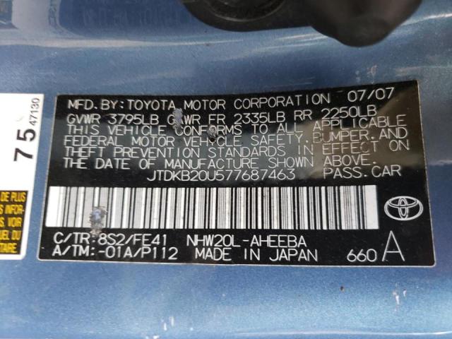 Photo 10 from auction – 2007 TOYOTA PRIUS with VIN JTDKB20U577687463