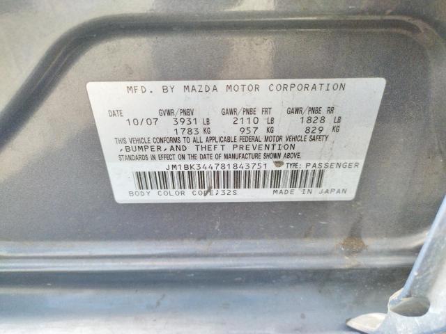 Photo 10 from auction – 2008 MAZDA 3 HATCHBAC with VIN JM1BK344781843751