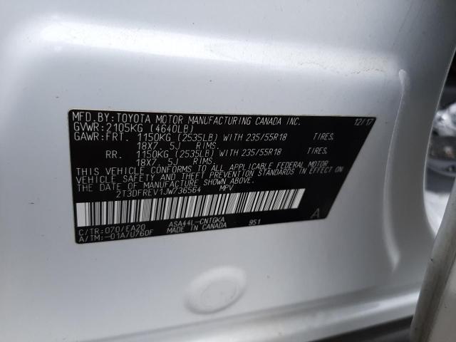 Photo 10 from auction – 2018 TOYOTA RAV4 LIMIT with VIN 2T3DFREV1JW736564