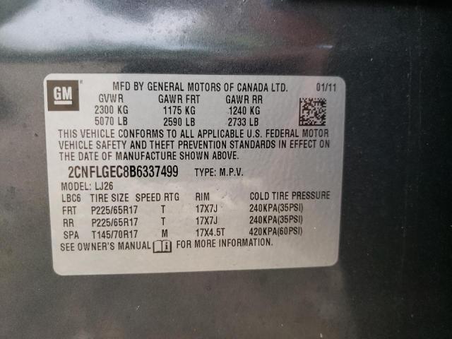 Photo 10 from auction – 2011 CHEVROLET EQUINOX LT with VIN 2CNFLGEC8B6337499