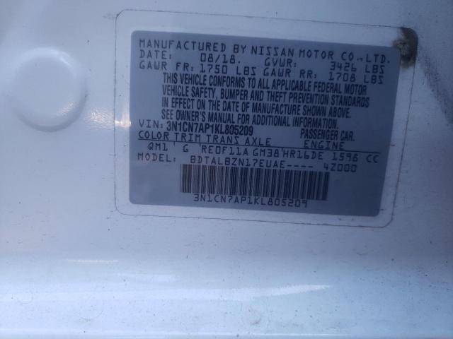 Photo 10 from auction – 2019 NISSAN VERSA S with VIN 3N1CN7AP1KL805209