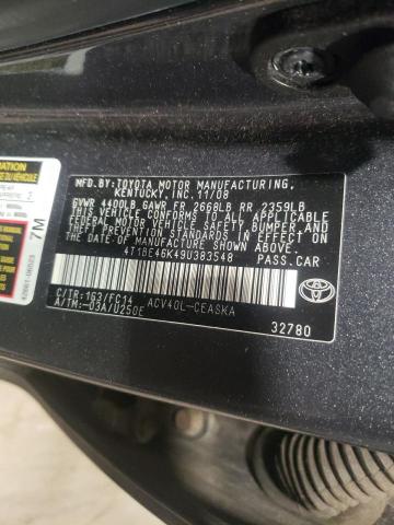 Photo 10 from auction – 2009 TOYOTA CAMRY BASE with VIN 4T1BE46K49U383548