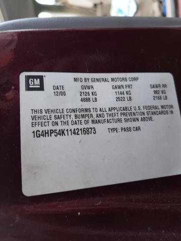 Photo 10 from auction – 2001 BUICK LESABRE CU with VIN 1G4HP54K114216873