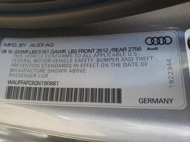 Photo 10 from auction – 2016 AUDI A6 PREMIUM with VIN WAUFFAFC8GN190981