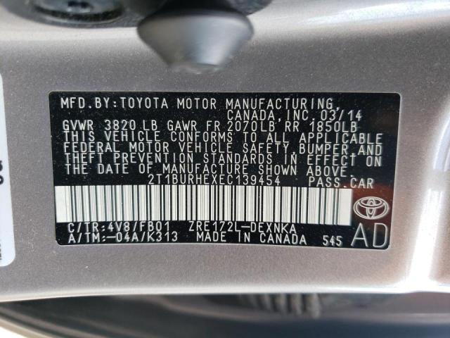 Photo 10 from auction – 2014 TOYOTA COROLLA L with VIN 2T1BURHEXEC139454