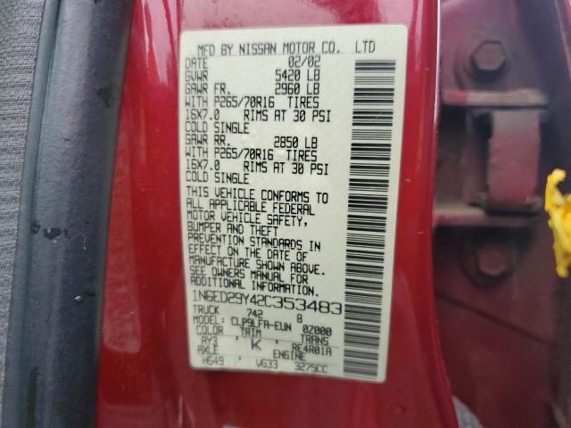 Photo 10 from auction – 2002 NISSAN FRONTIER C with VIN 1N6ED29Y42C353483
