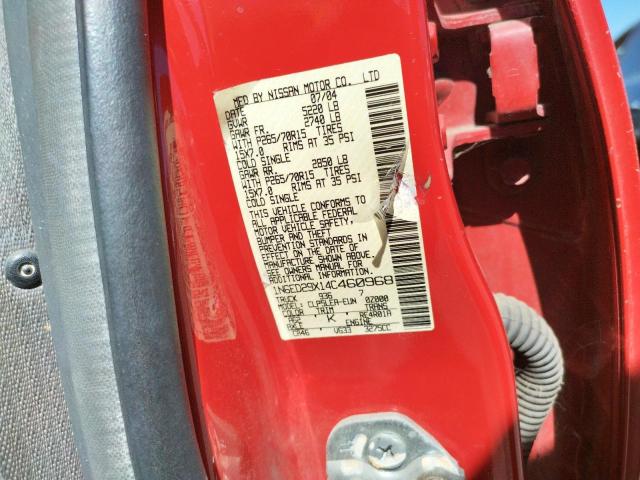 Photo 10 from auction – 2004 NISSAN FRONTIER with VIN 1N6ED29X14C460968