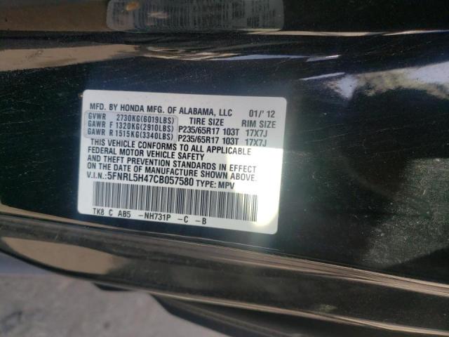 Photo 10 from auction – 2012 HONDA ODYSSEY EX with VIN 5FNRL5H47CB057580
