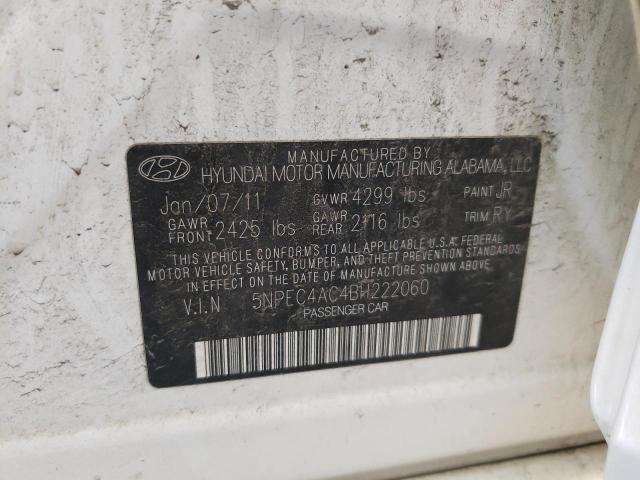 Photo 10 from auction – 2011 HYUNDAI SONATA SE with VIN 5NPEC4AC4BH222060