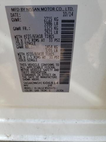 Photo 10 from auction – 2015 NISSAN PATHFINDER with VIN 5N1AR2MN5FC606814