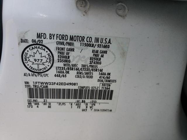 Photo 10 from auction – 2002 FORD F350 SUPER with VIN 1FTWW33F42ED49081