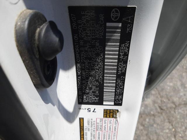 Photo 10 from auction – 2008 TOYOTA PRIUS with VIN JTDKB20U287704737