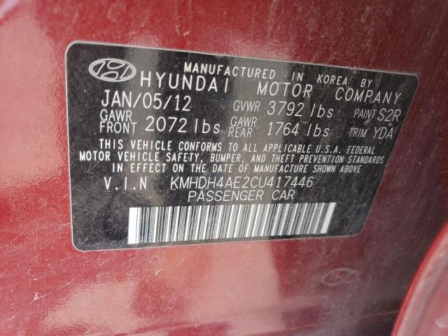 Photo 10 from auction – 2012 HYUNDAI ELANTRA GL with VIN KMHDH4AE2CU417446