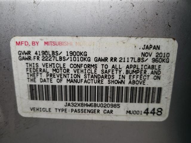 Photo 10 from auction – 2011 MITSUBISHI LANCER GTS with VIN JA32X8HW6BU020985