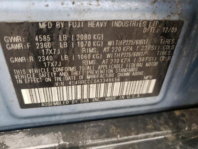 Снимка 10 от търг – 2010 SUBARU OUTBACK 2. с VIN 4S4BRCCC0A3348656