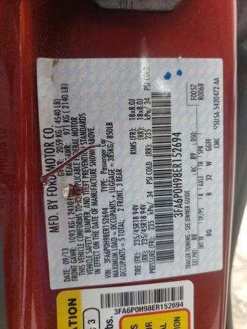 Photo 10 from auction – 2014 FORD FUSION SE with VIN 3FA6P0H98ER152694