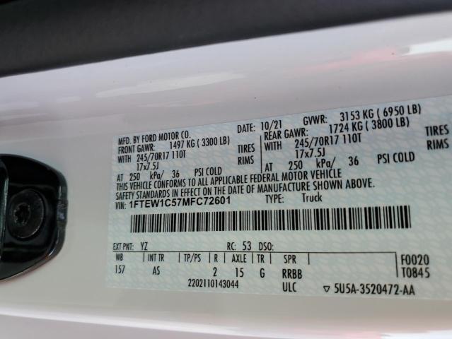 Photo 10 from auction – 2021 FORD F150 SUPER with VIN 1FTEW1C57MFC72601