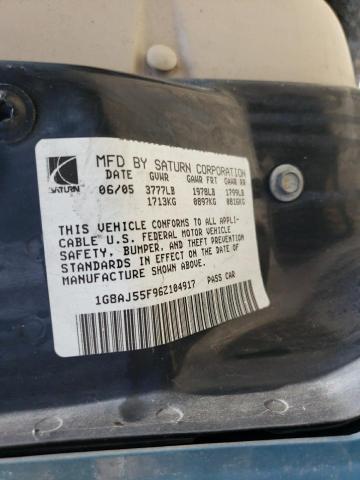 Photo 10 from auction – 2006 SATURN ION LEVEL with VIN 1G8AJ55F96Z104917