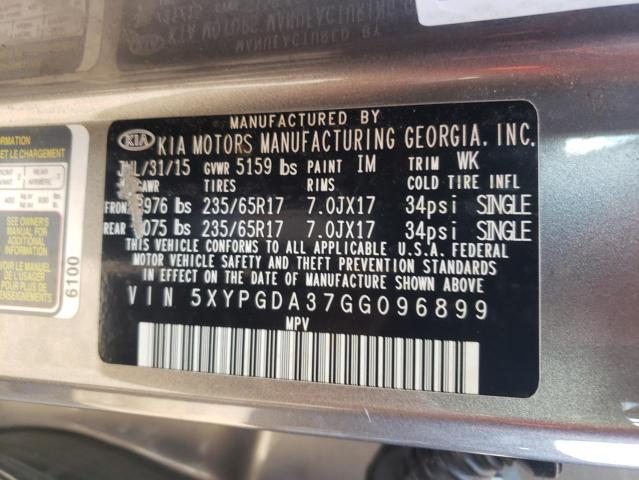 Photo 10 from auction – 2016 KIA SORENTO LX with VIN 5XYPGDA37GG096899