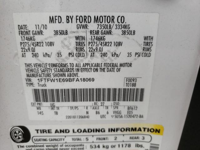 Photo 10 from auction – 2011 FORD F150 SUPER with VIN 1FTFW1E69BFA18069