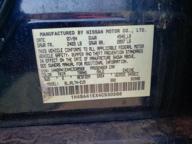Photo 10 from auction – 2004 NISSAN MAXIMA with VIN 1N4BA41EX4C930568