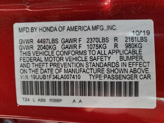Photo 10 from auction – 2020 ACURA TLX with VIN 19UUB1F34LA007410