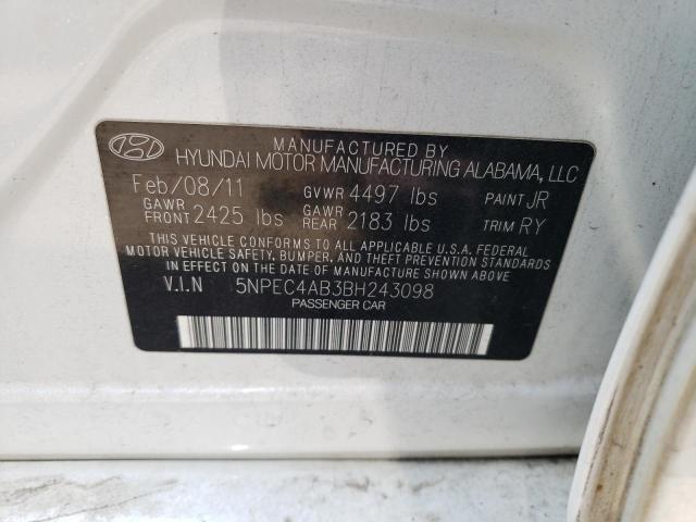 Photo 10 from auction – 2011 HYUNDAI SONATA SE with VIN 5NPEC4AB3BH243098