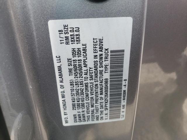 Photo 10 from auction – 2019 HONDA RIDGELINE with VIN 5FPYK2F26KB004969