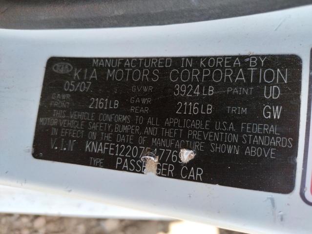 Photo 10 from auction – 2007 KIA SPECTRA EX with VIN KNAFE122075477697
