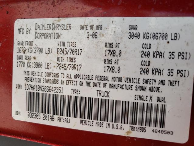 Photo 10 from auction – 2006 DODGE RAM 1500 S with VIN 1D7HA18N36S642351