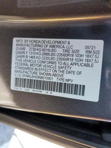 Photo 10 from auction – 2022 HONDA ODYSSEY EX with VIN 5FNRL6H59NB015901