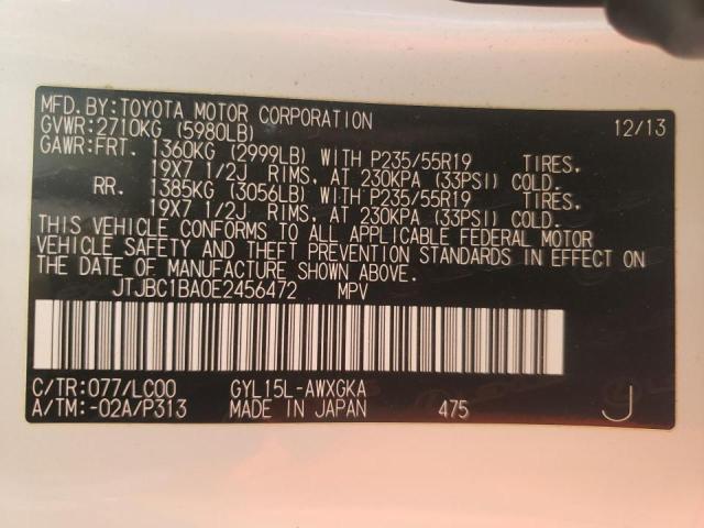 Photo 10 from auction – 2014 LEXUS RX 450 with VIN JTJBC1BA0E2456472