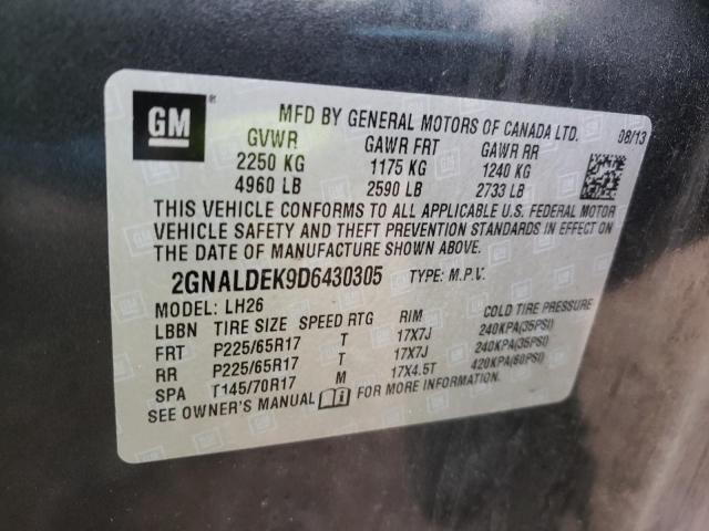 Photo 10 from auction – 2013 CHEVROLET EQUINOX LT with VIN 2GNALDEK9D6430305