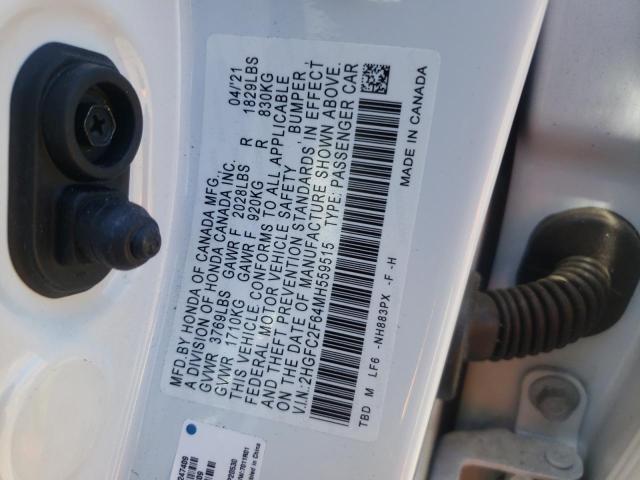 Photo 10 from auction – 2021 HONDA CIVIC LX with VIN 2HGFC2F64MH559515