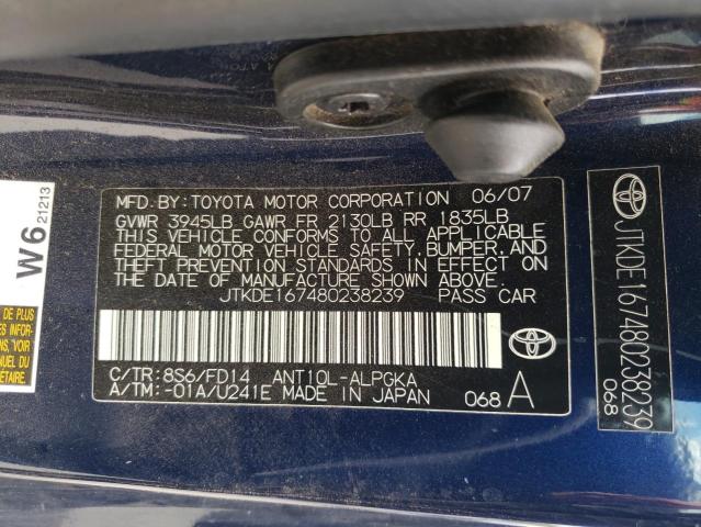 Photo 10 from auction – 2008 SCION TC with VIN JTKDE167480238239