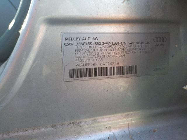 Photo 10 from auction – 2006 AUDI A4 S-LINE with VIN WAUEF78E16A224259