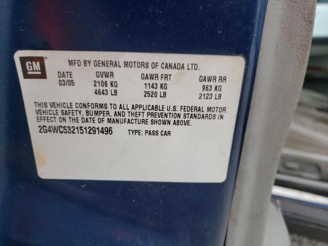 Photo 10 from auction – 2005 BUICK LACROSSE C with VIN 2G4WC532151291496