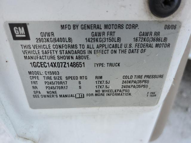 Photo 10 from auction – 2007 CHEVROLET SILVERADO with VIN 1GCEC14X07Z148651
