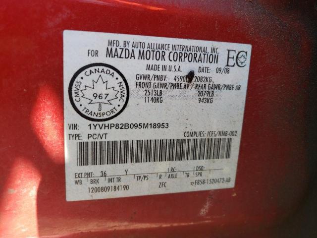 Foto 10 de la subasta – 2009 MAZDA 6 S con VIN 1YVHP82B095M18953
