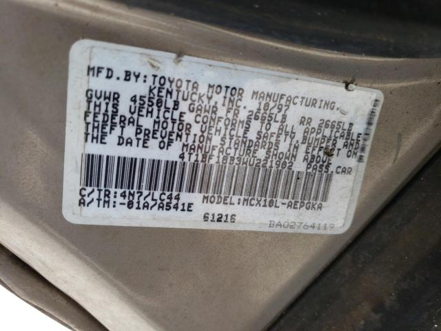 Photo 10 from auction – 1998 TOYOTA AVALON XL with VIN 4T1BF18B3WU221902
