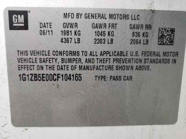 Photo 10 from auction – 2012 CHEVROLET MALIBU LS with VIN 1G1ZB5E00CF104165