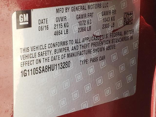 Photo 10 from auction – 2017 CHEVROLET IMPALA LT with VIN 1G1105SA8HU113280