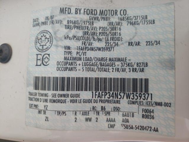 Photo 10 from auction – 2007 FORD FOCUS ZX4 with VIN 1FAFP34N57W359371