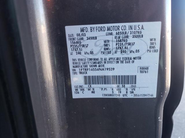Photo 10 from auction – 2004 FORD F150 with VIN 1FTRF14554NA19539