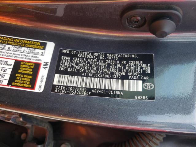 Photo 10 from auction – 2011 TOYOTA CAMRY BASE with VIN 4T1BF3EKXBU671377