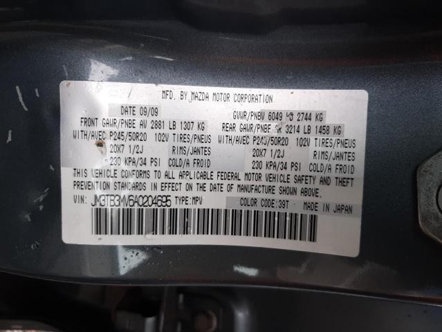 Photo 10 from auction – 2010 MAZDA CX-9 with VIN JM3TB3MV6A0204695