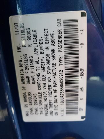 Photo 10 from auction – 2008 ACURA TL TYPE-S with VIN 19UUA76558A020942